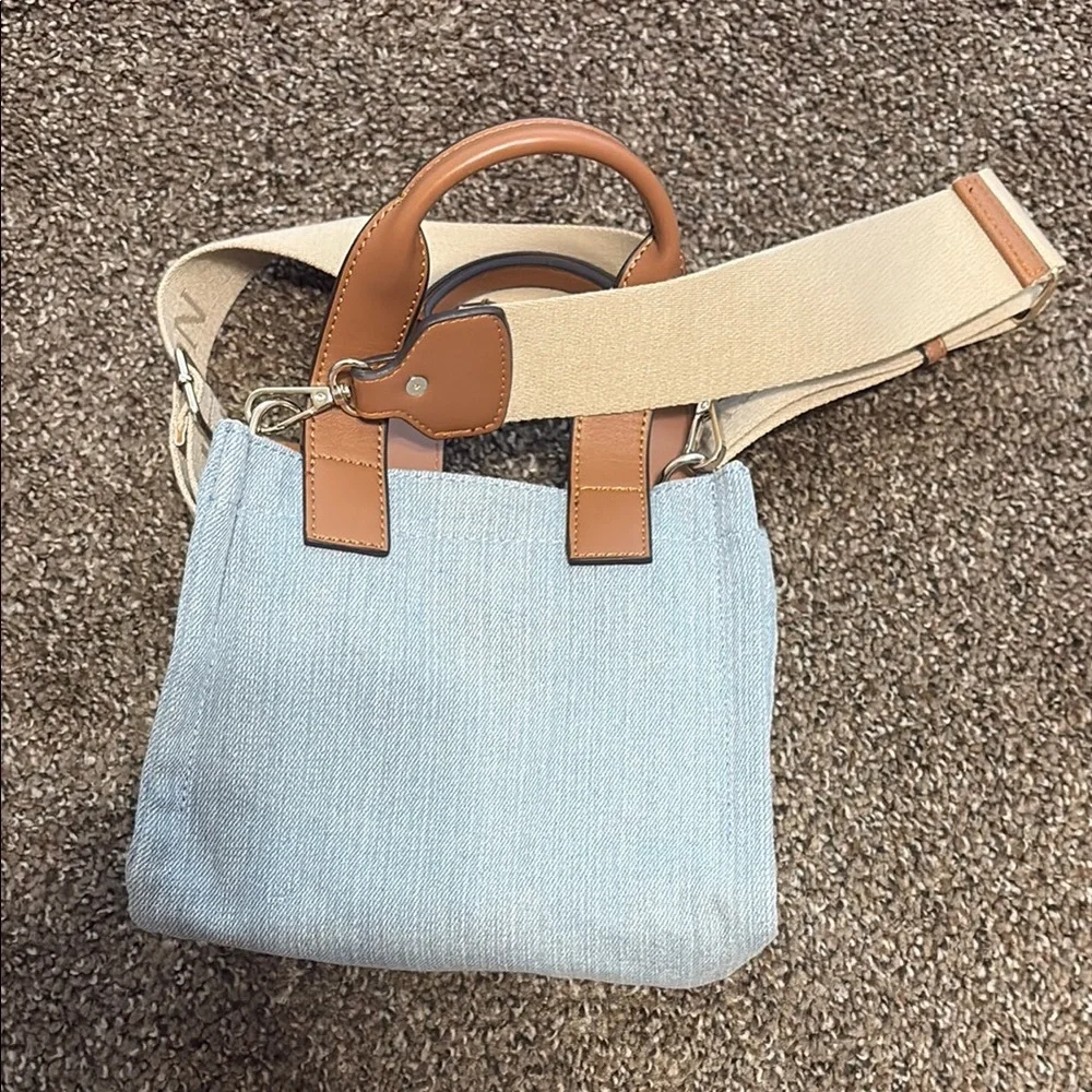 Mini True Religion Blue and Brown Messenger Bag with Classic Design